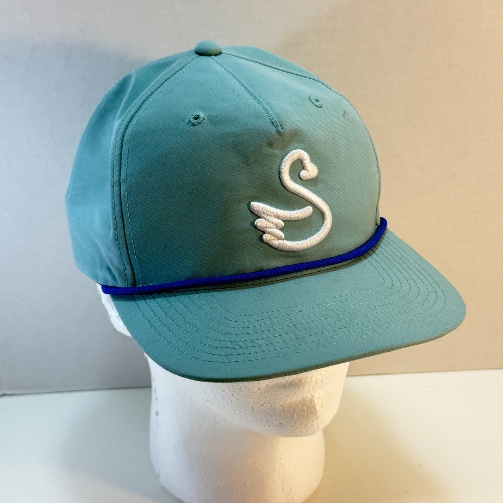 Swannies Golf Snapback Hat Cap Teal Rope Logo Adjustable‎ Blue